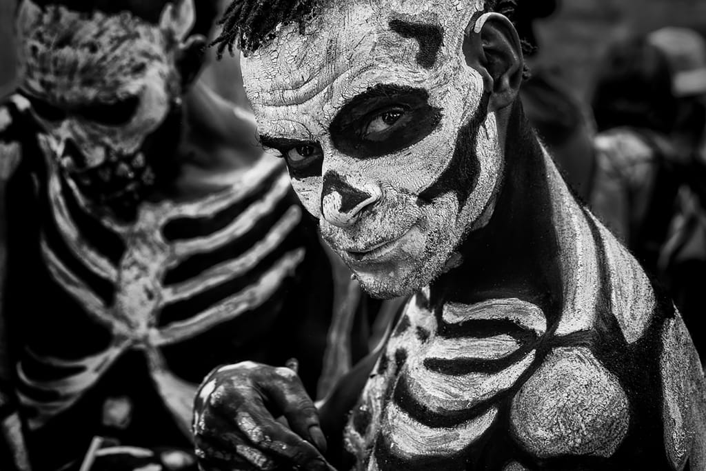 Skeleton man at the Mt Hagen sing-sing festival - Papua New Guinea